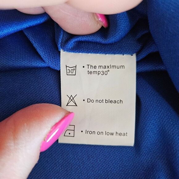 Deep Blue Women’s M Cold-Shoulder Stretch Party Dress – Wedding Guest Chic - Picture 8 of 9